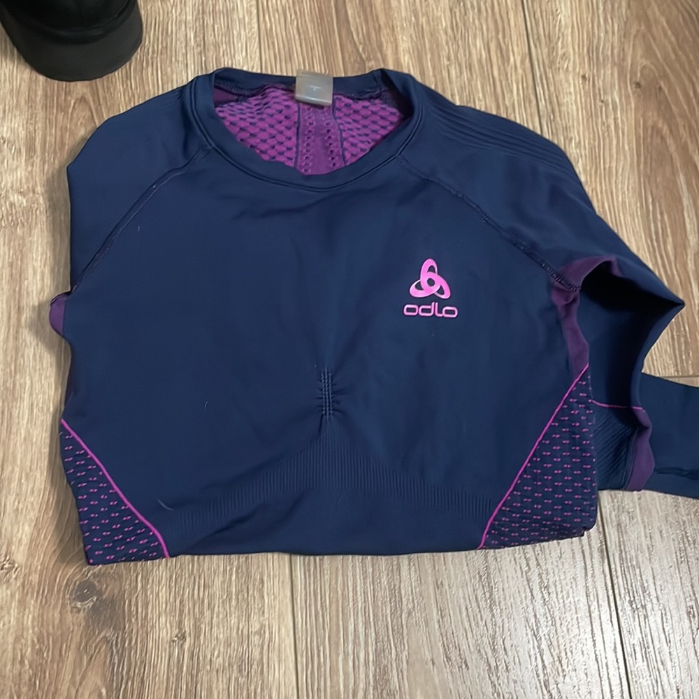 REI Odlo base layer long sleeve top blue women's winter